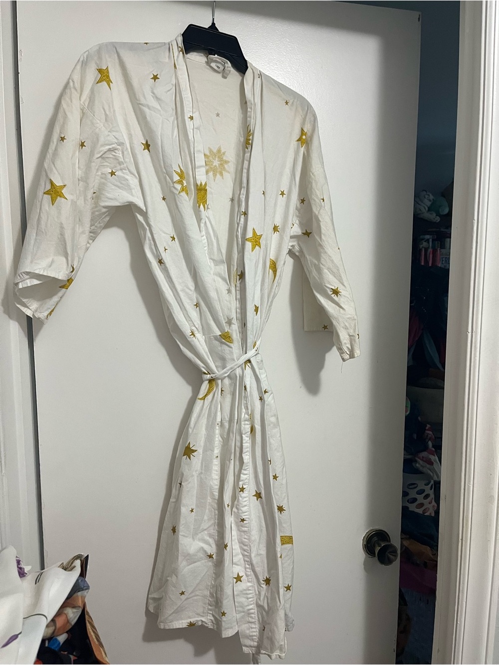 IKEA White Robe with Gold Star Print